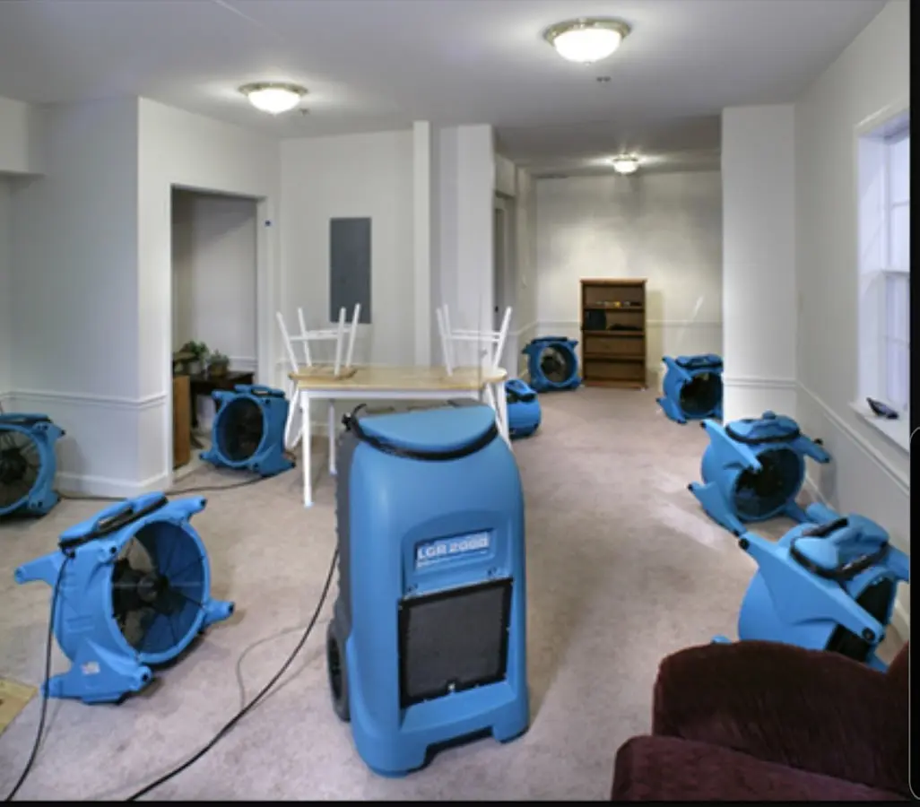 Air movers and dehumidifier setup for Water Extraction & Removal in Norman
